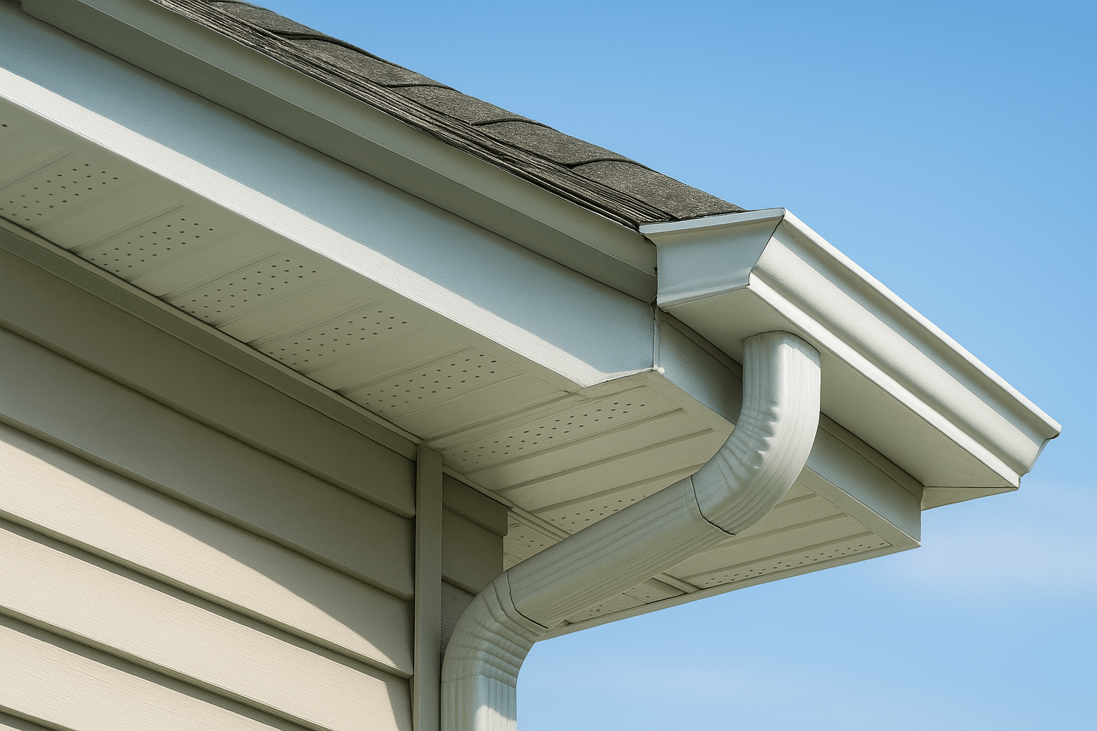 Professional soffit and fascia installation and repair service on a residential home exterior in Chicag