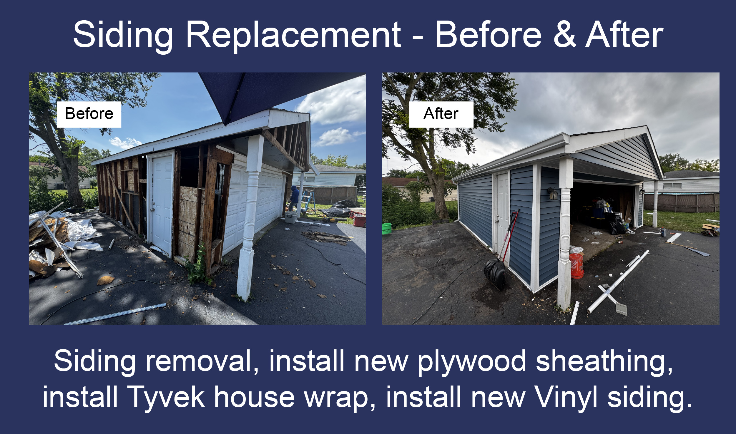 Garage siding repair and vinyl siding installation in Chicago